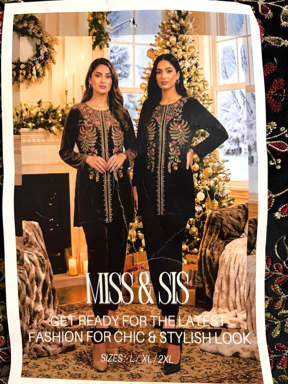 Black Velvet Embroidered Lounge Set